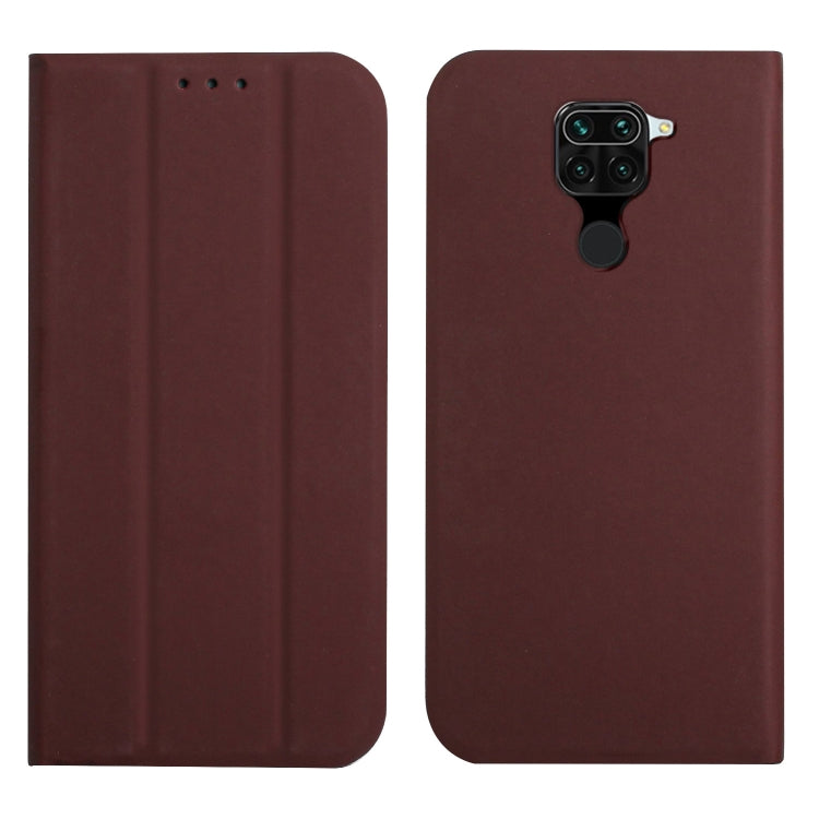 For Xiaomi Redmi Note 9 3-Folding Ultrathin Skin Feel Magnetic Solid Color Horizontal Flip Leather Case with Holder
