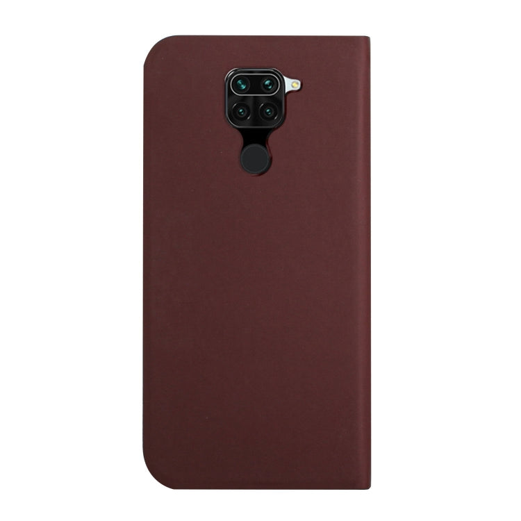 For Xiaomi Redmi Note 9 3-Folding Ultrathin Skin Feel Magnetic Solid Color Horizontal Flip Leather Case with Holder