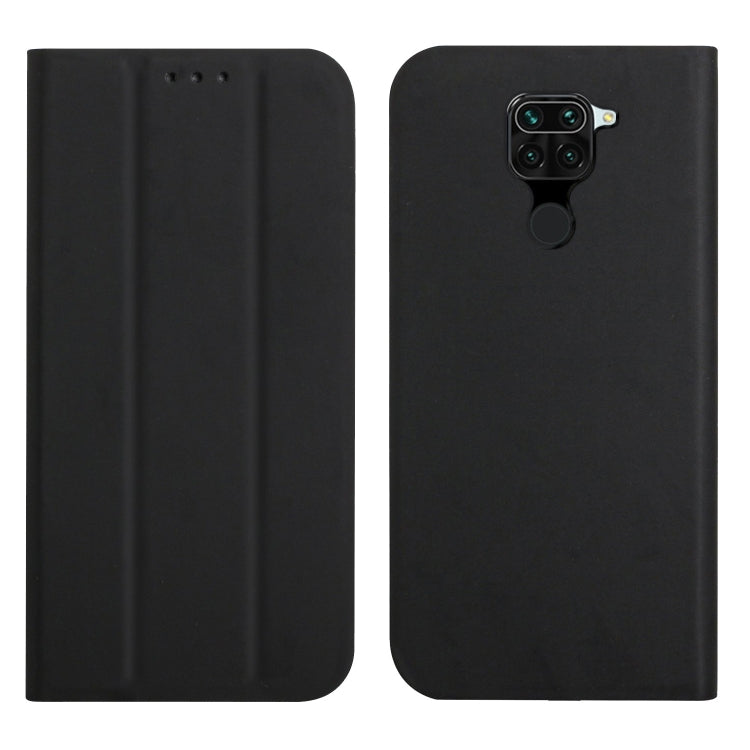 For Xiaomi Redmi Note 9 3-Folding Ultrathin Skin Feel Magnetic Solid Color Horizontal Flip Leather Case with Holder