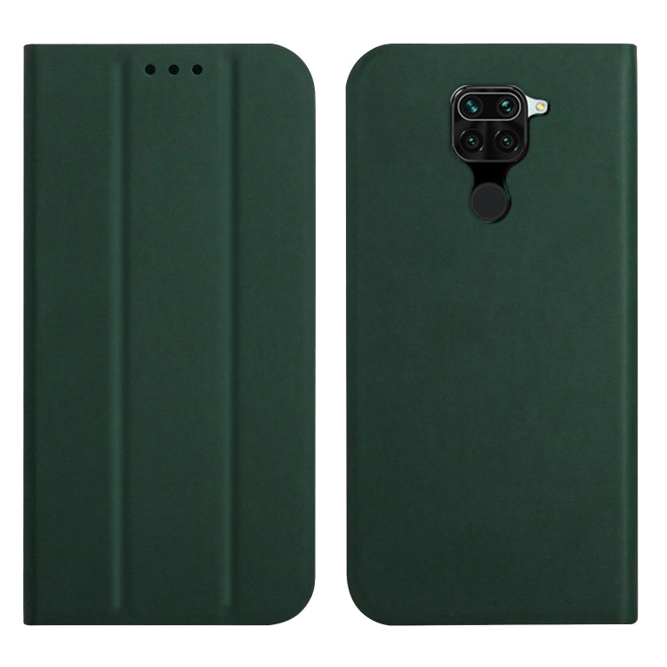 For Xiaomi Redmi Note 9 3-Folding Ultrathin Skin Feel Magnetic Solid Color Horizontal Flip Leather Case with Holder