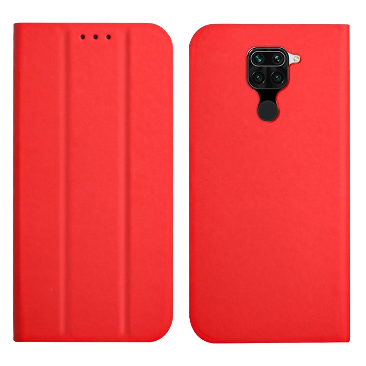 For Xiaomi Redmi Note 9 3-Folding Ultrathin Skin Feel Magnetic Solid Color Horizontal Flip Leather Case with Holder