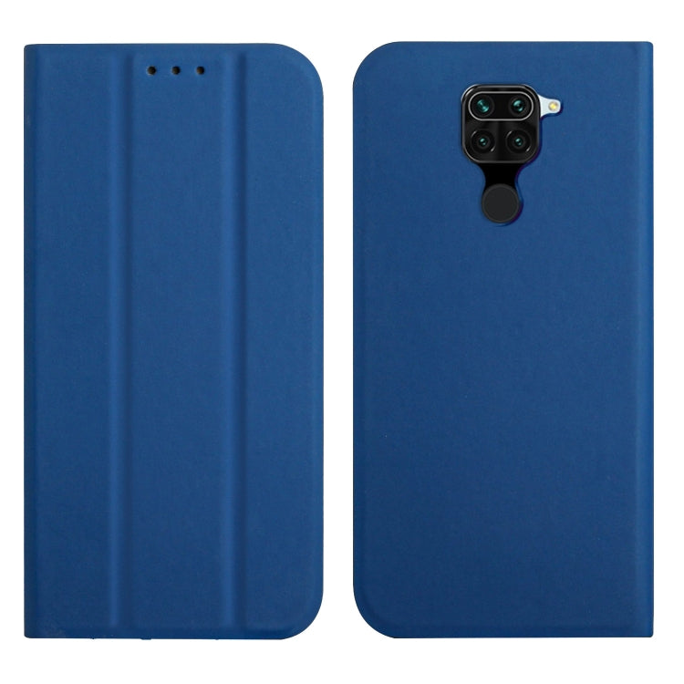 For Xiaomi Redmi Note 9 3-Folding Ultrathin Skin Feel Magnetic Solid Color Horizontal Flip Leather Case with Holder