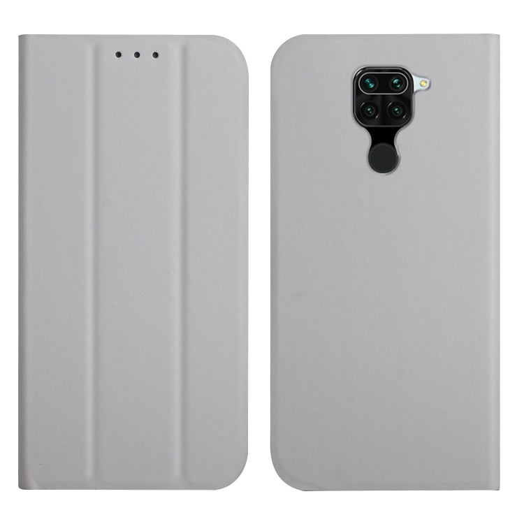 For Xiaomi Redmi Note 9 3-Folding Ultrathin Skin Feel Magnetic Solid Color Horizontal Flip Leather Case with Holder