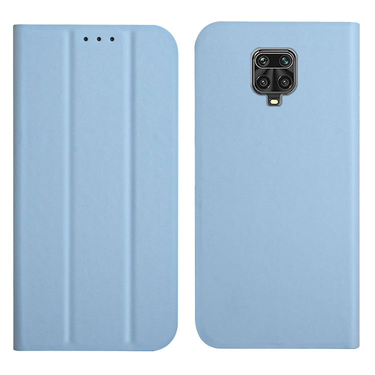 For Xiaomi Redmi Note 9 Pro 3-Folding Ultrathin Skin Feel Magnetic Solid Color Horizontal Flip Leather Case with Holder