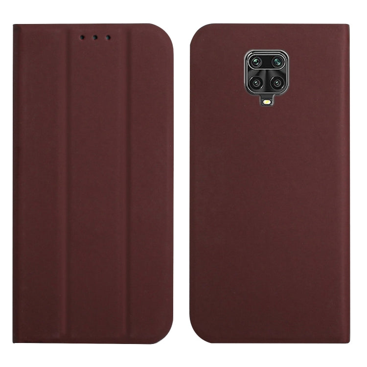 For Xiaomi Redmi Note 9 Pro 3-Folding Ultrathin Skin Feel Magnetic Solid Color Horizontal Flip Leather Case with Holder