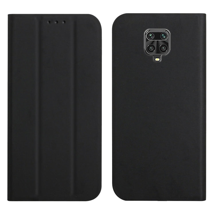 For Xiaomi Redmi Note 9 Pro 3-Folding Ultrathin Skin Feel Magnetic Solid Color Horizontal Flip Leather Case with Holder