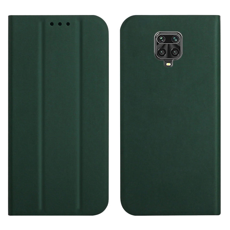 For Xiaomi Redmi Note 9 Pro 3-Folding Ultrathin Skin Feel Magnetic Solid Color Horizontal Flip Leather Case with Holder