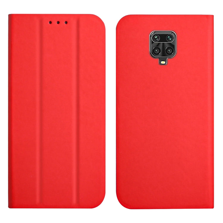 For Xiaomi Redmi Note 9 Pro 3-Folding Ultrathin Skin Feel Magnetic Solid Color Horizontal Flip Leather Case with Holder