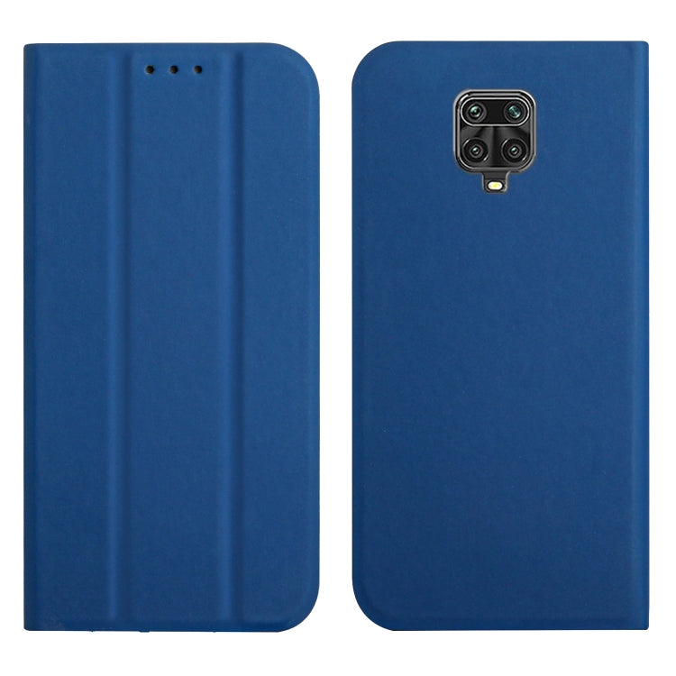For Xiaomi Redmi Note 9 Pro 3-Folding Ultrathin Skin Feel Magnetic Solid Color Horizontal Flip Leather Case with Holder
