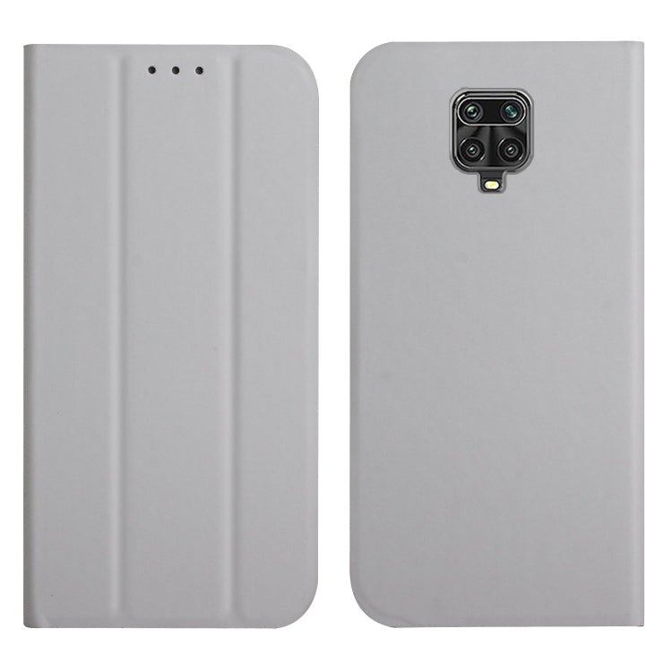 For Xiaomi Redmi Note 9 Pro 3-Folding Ultrathin Skin Feel Magnetic Solid Color Horizontal Flip Leather Case with Holder