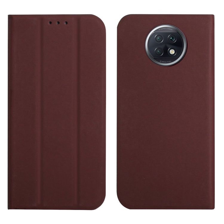 For Xiaomi Redmi Note 9T 5G 3-Folding Ultrathin Skin Feel Magnetic Solid Color Horizontal Flip Leather Case with Holder