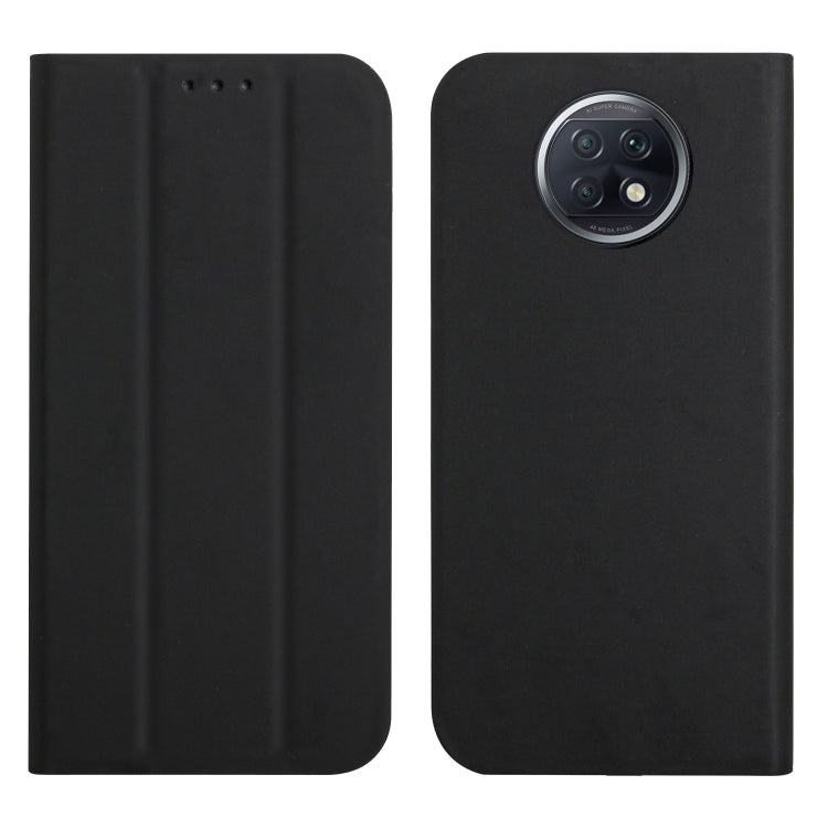 For Xiaomi Redmi Note 9T 5G 3-Folding Ultrathin Skin Feel Magnetic Solid Color Horizontal Flip Leather Case with Holder