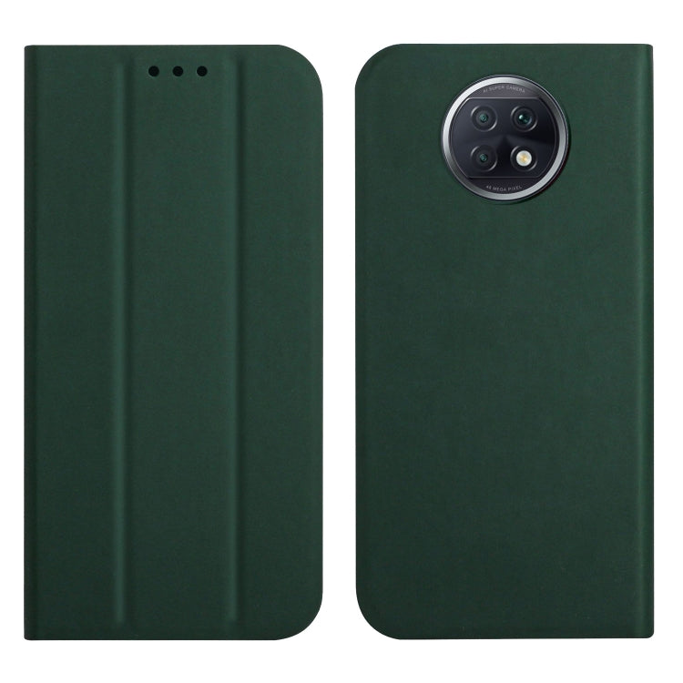 For Xiaomi Redmi Note 9T 5G 3-Folding Ultrathin Skin Feel Magnetic Solid Color Horizontal Flip Leather Case with Holder