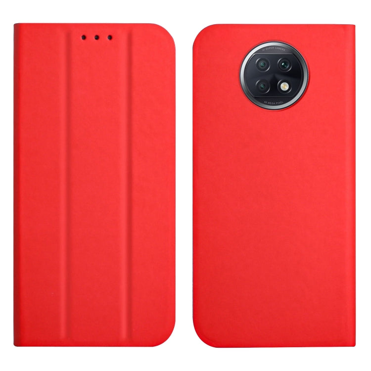 For Xiaomi Redmi Note 9T 5G 3-Folding Ultrathin Skin Feel Magnetic Solid Color Horizontal Flip Leather Case with Holder