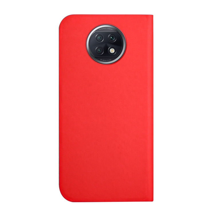 For Xiaomi Redmi Note 9T 5G 3-Folding Ultrathin Skin Feel Magnetic Solid Color Horizontal Flip Leather Case with Holder