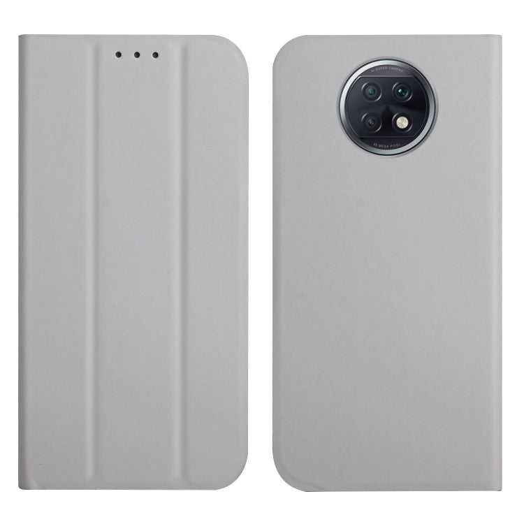 For Xiaomi Redmi Note 9T 5G 3-Folding Ultrathin Skin Feel Magnetic Solid Color Horizontal Flip Leather Case with Holder