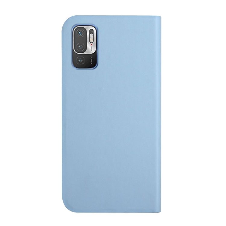 For Xiaomi Redmi Note 10 5G 3-Folding Ultrathin Skin Feel Magnetic Solid Color Horizontal Flip Leather Case with Holder