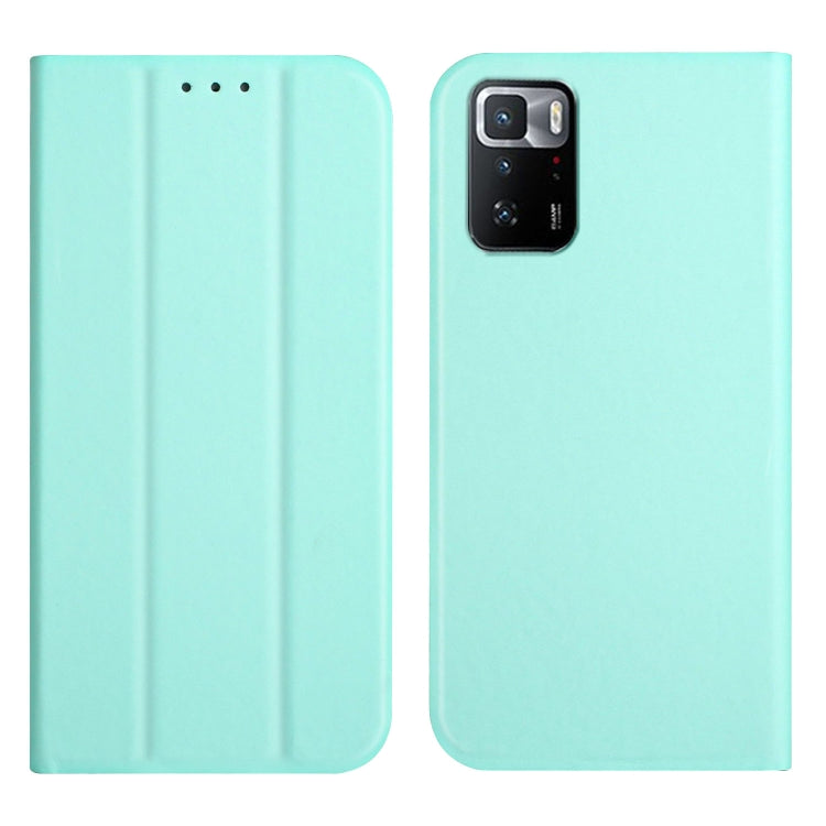 For Xiaomi Poco X3 GT 3-Folding Ultrathin Skin Feel Magnetic Solid Color Horizontal Flip Leather Case with Holder