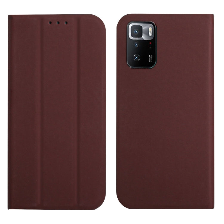 For Xiaomi Poco X3 GT 3-Folding Ultrathin Skin Feel Magnetic Solid Color Horizontal Flip Leather Case with Holder