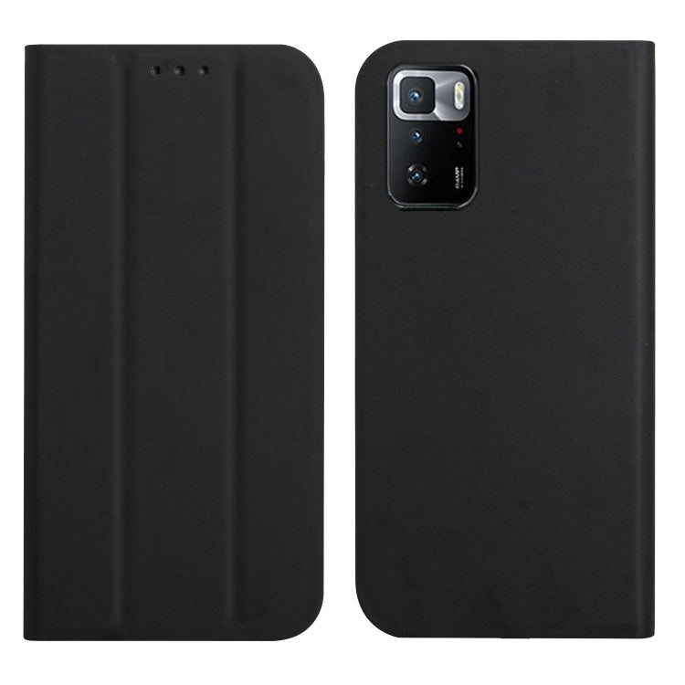 For Xiaomi Poco X3 GT 3-Folding Ultrathin Skin Feel Magnetic Solid Color Horizontal Flip Leather Case with Holder