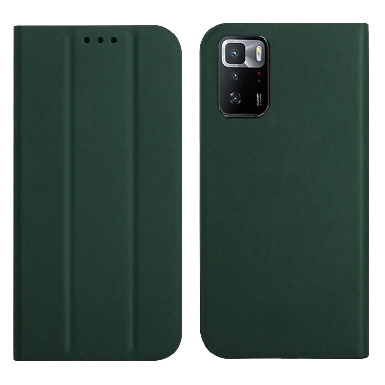 For Xiaomi Poco X3 GT 3-Folding Ultrathin Skin Feel Magnetic Solid Color Horizontal Flip Leather Case with Holder