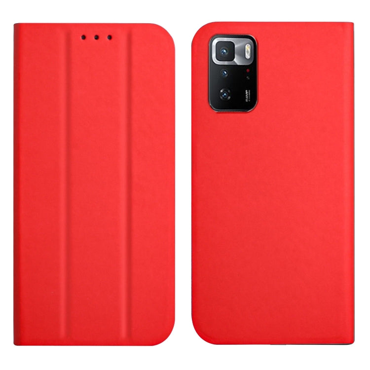 For Xiaomi Poco X3 GT 3-Folding Ultrathin Skin Feel Magnetic Solid Color Horizontal Flip Leather Case with Holder