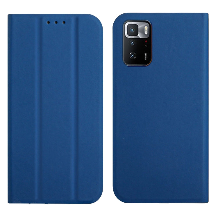 For Xiaomi Poco X3 GT 3-Folding Ultrathin Skin Feel Magnetic Solid Color Horizontal Flip Leather Case with Holder