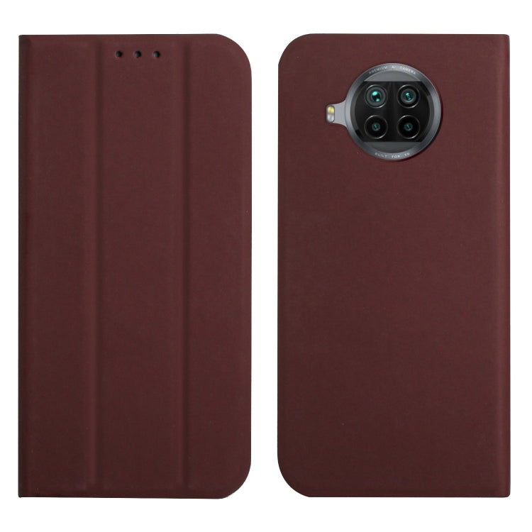 For Xiaomi Mi 10T Lite 5G 3-Folding Ultrathin Skin Feel Magnetic Solid Color Horizontal Flip Leather Case with Holder