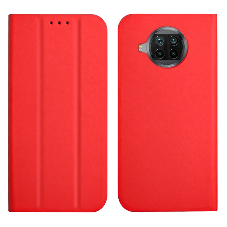 For Xiaomi Mi 10T Lite 5G 3-Folding Ultrathin Skin Feel Magnetic Solid Color Horizontal Flip Leather Case with Holder