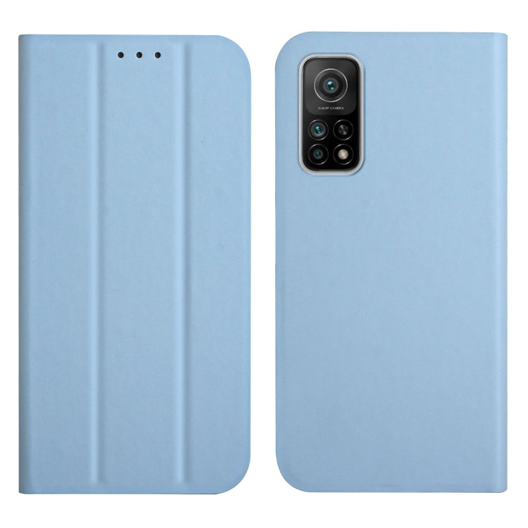 For Xiaomi Mi 10T 5G / 10T Pro 5G 3-Folding Ultrathin Skin Feel Magnetic Solid Color Horizontal Flip Leather Case with Holder