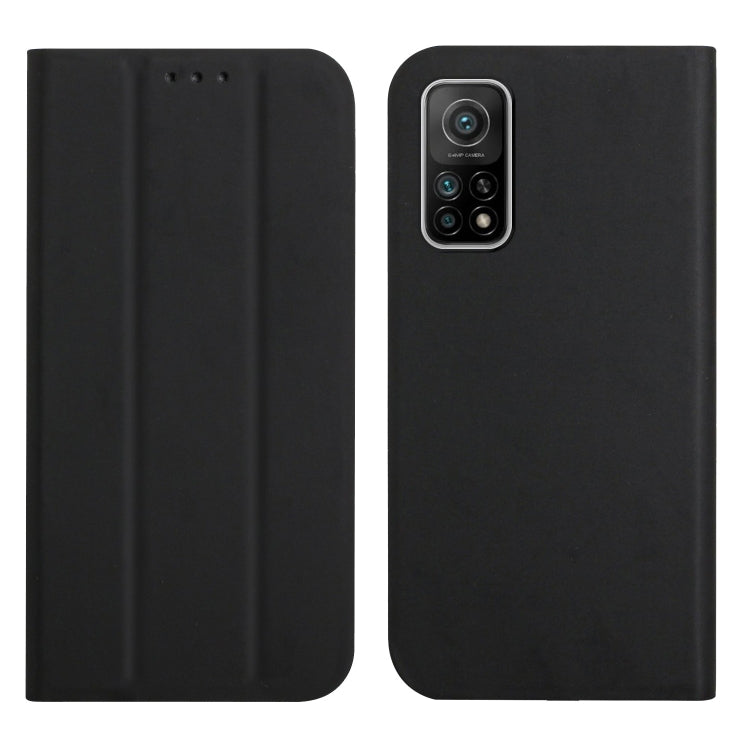 For Xiaomi Mi 10T 5G / 10T Pro 5G 3-Folding Ultrathin Skin Feel Magnetic Solid Color Horizontal Flip Leather Case with Holder