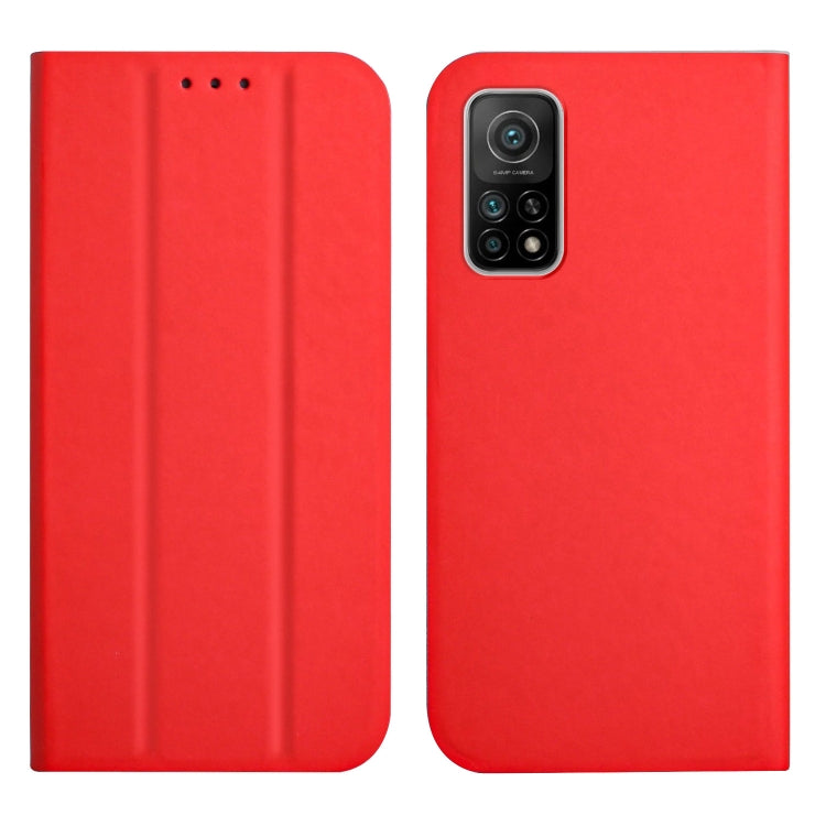 For Xiaomi Mi 10T 5G / 10T Pro 5G 3-Folding Ultrathin Skin Feel Magnetic Solid Color Horizontal Flip Leather Case with Holder