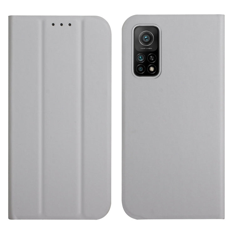 For Xiaomi Mi 10T 5G / 10T Pro 5G 3-Folding Ultrathin Skin Feel Magnetic Solid Color Horizontal Flip Leather Case with Holder