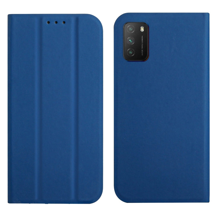 For Xiaomi Poco M3 3-Folding Ultrathin Skin Feel Magnetic Solid Color Horizontal Flip Leather Case with Holder