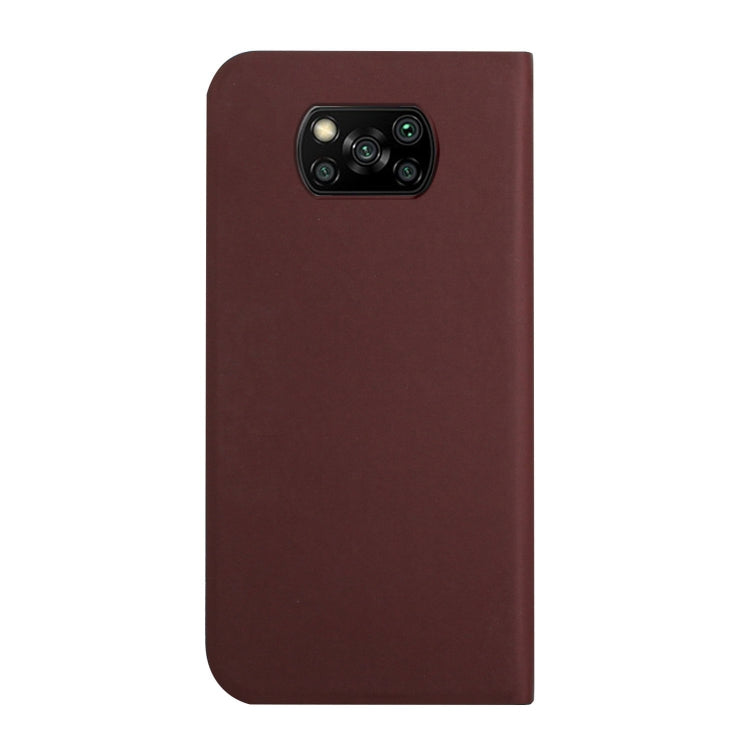 For Xiaomi Poco X3 3-Folding Ultrathin Skin Feel Magnetic Solid Color Horizontal Flip Leather Case with Holder