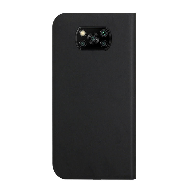 For Xiaomi Poco X3 3-Folding Ultrathin Skin Feel Magnetic Solid Color Horizontal Flip Leather Case with Holder