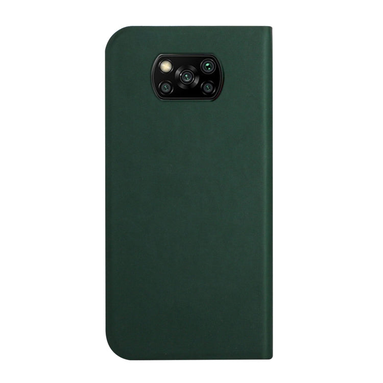 For Xiaomi Poco X3 3-Folding Ultrathin Skin Feel Magnetic Solid Color Horizontal Flip Leather Case with Holder