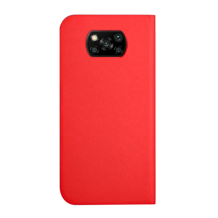 For Xiaomi Poco X3 3-Folding Ultrathin Skin Feel Magnetic Solid Color Horizontal Flip Leather Case with Holder