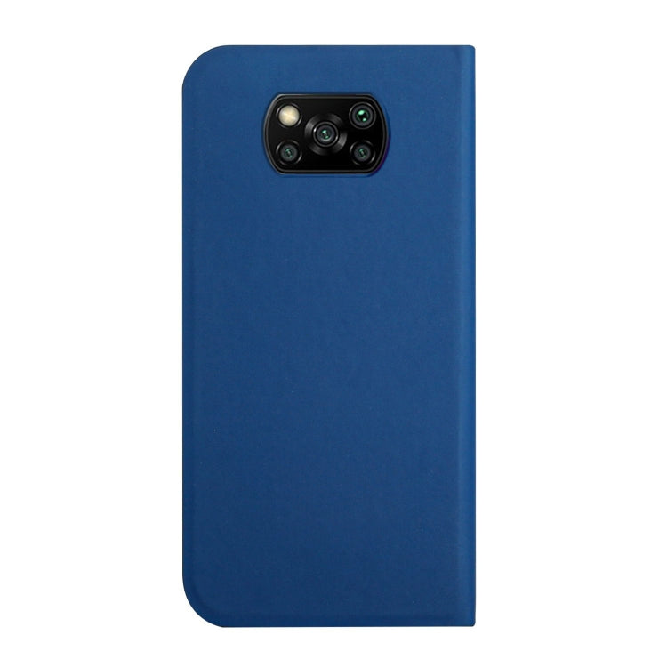 For Xiaomi Poco X3 3-Folding Ultrathin Skin Feel Magnetic Solid Color Horizontal Flip Leather Case with Holder