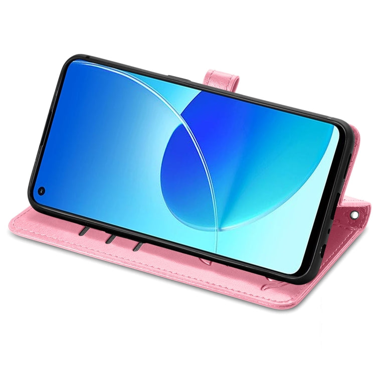 For OPPO Reno6 Z Lovely Cat and Dog Embossing Pattern Horizontal Flip Leather Case , with Holder & Card Slots & Wallet & Cartoon Clasp & Lanyard