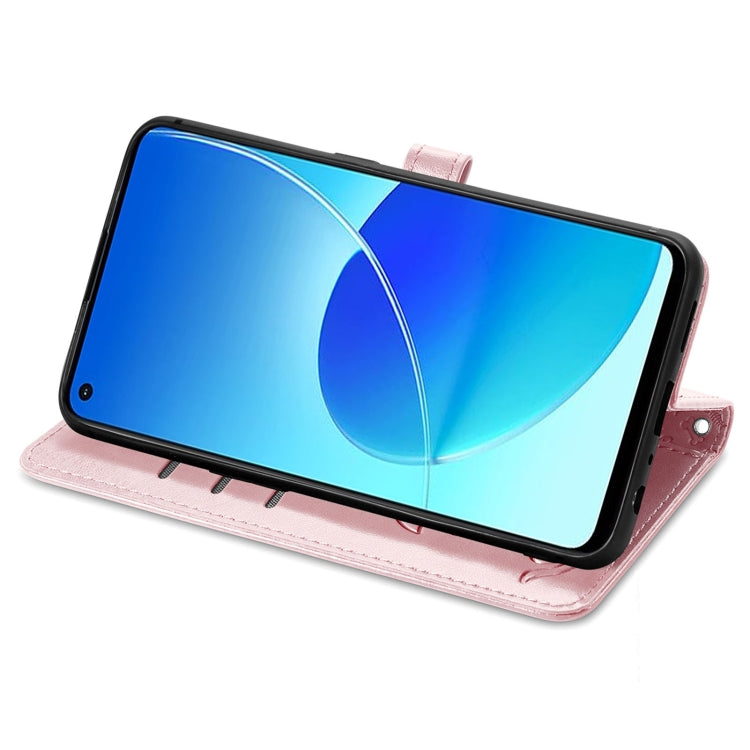 For OPPO Reno6 Z Lovely Cat and Dog Embossing Pattern Horizontal Flip Leather Case , with Holder & Card Slots & Wallet & Cartoon Clasp & Lanyard