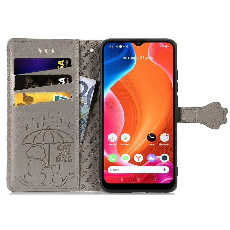 For OPPO Realme C20 Lovely Cat and Dog Embossing Pattern Horizontal Flip Leather Case , with Holder & Card Slots & Wallet & Cartoon Clasp & Lanyard
