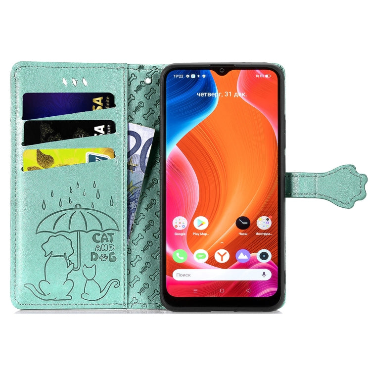 For OPPO Realme C20 Lovely Cat and Dog Embossing Pattern Horizontal Flip Leather Case , with Holder & Card Slots & Wallet & Cartoon Clasp & Lanyard