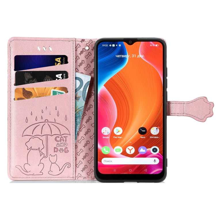 For OPPO Realme C20 Lovely Cat and Dog Embossing Pattern Horizontal Flip Leather Case , with Holder & Card Slots & Wallet & Cartoon Clasp & Lanyard