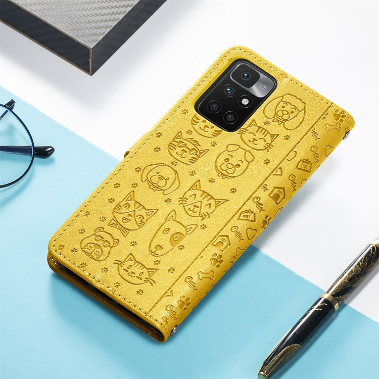 For Xiaomi Redmi 10 Lovely Cat and Dog Embossing Pattern Horizontal Flip Leather Case , with Holder & Card Slots & Wallet & Cartoon Clasp & Lanyard
