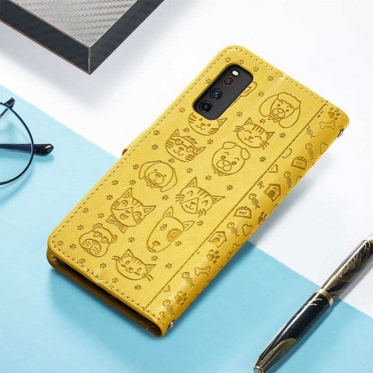 For Vivo iQOO Neo3 Lovely Cat and Dog Embossing Pattern Horizontal Flip Leather Case , with Holder & Card Slots & Wallet & Cartoon Clasp & Lanyard