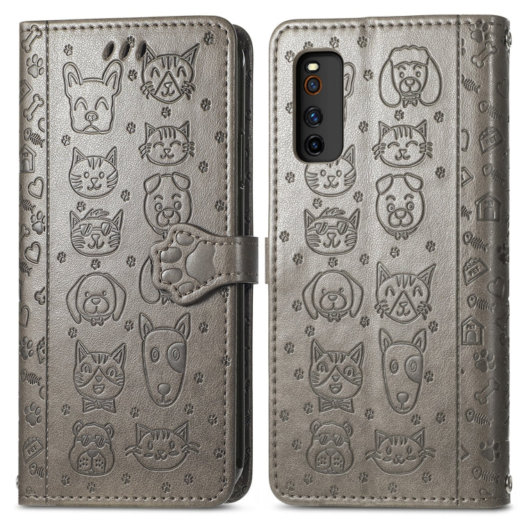For Vivo iQOO Neo3 Lovely Cat and Dog Embossing Pattern Horizontal Flip Leather Case , with Holder & Card Slots & Wallet & Cartoon Clasp & Lanyard