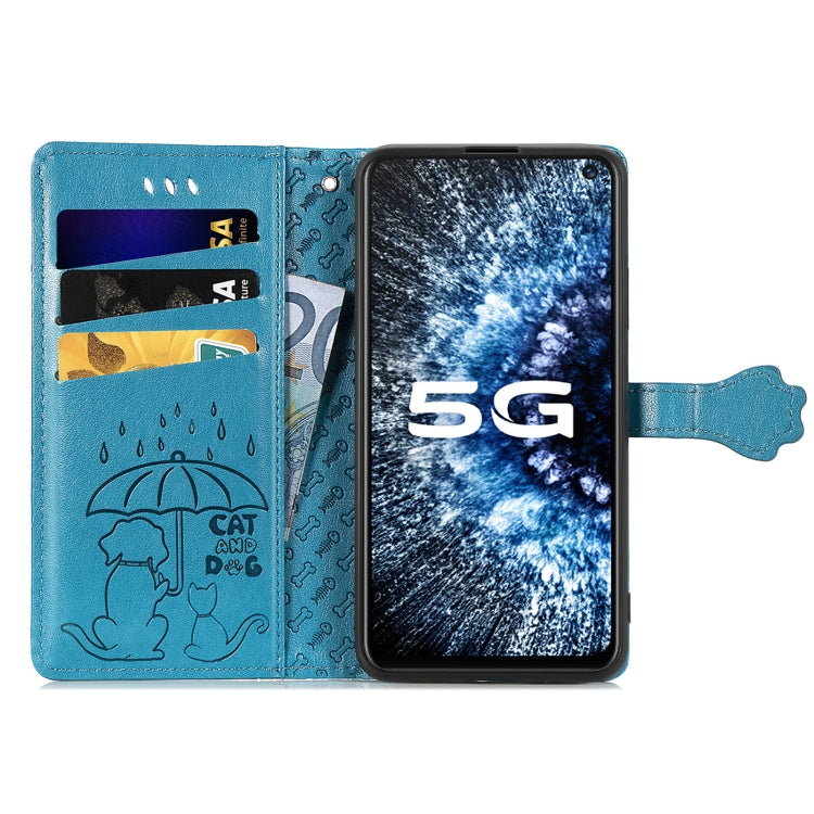 For Vivo iQOO Neo3 Lovely Cat and Dog Embossing Pattern Horizontal Flip Leather Case , with Holder & Card Slots & Wallet & Cartoon Clasp & Lanyard