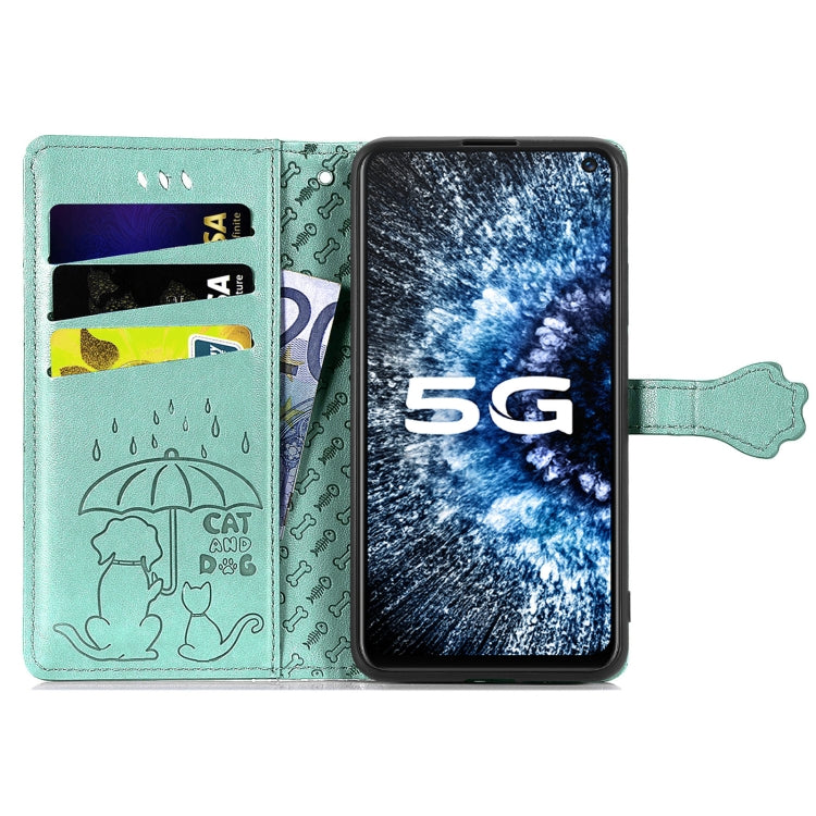 For Vivo iQOO Neo3 Lovely Cat and Dog Embossing Pattern Horizontal Flip Leather Case , with Holder & Card Slots & Wallet & Cartoon Clasp & Lanyard