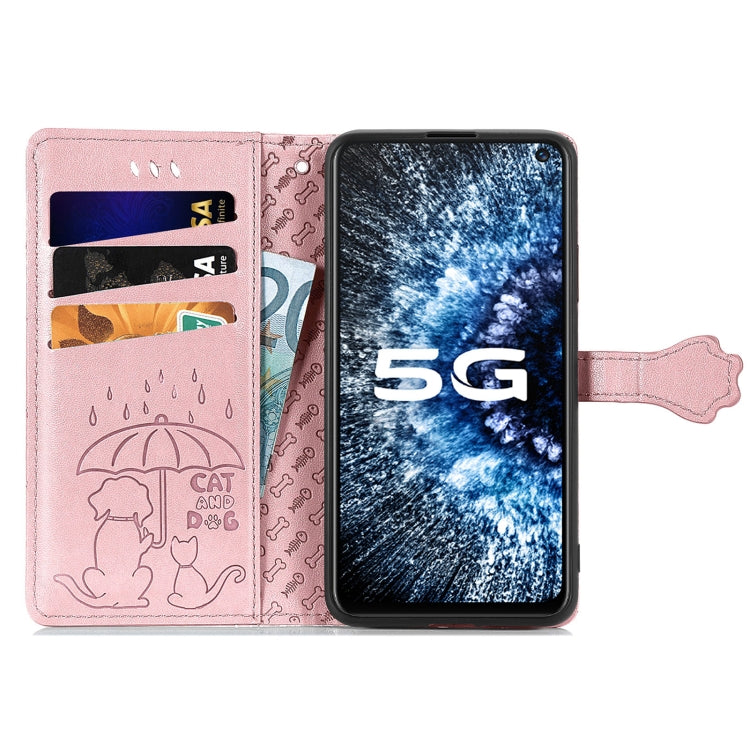 For Vivo iQOO Neo3 Lovely Cat and Dog Embossing Pattern Horizontal Flip Leather Case , with Holder & Card Slots & Wallet & Cartoon Clasp & Lanyard